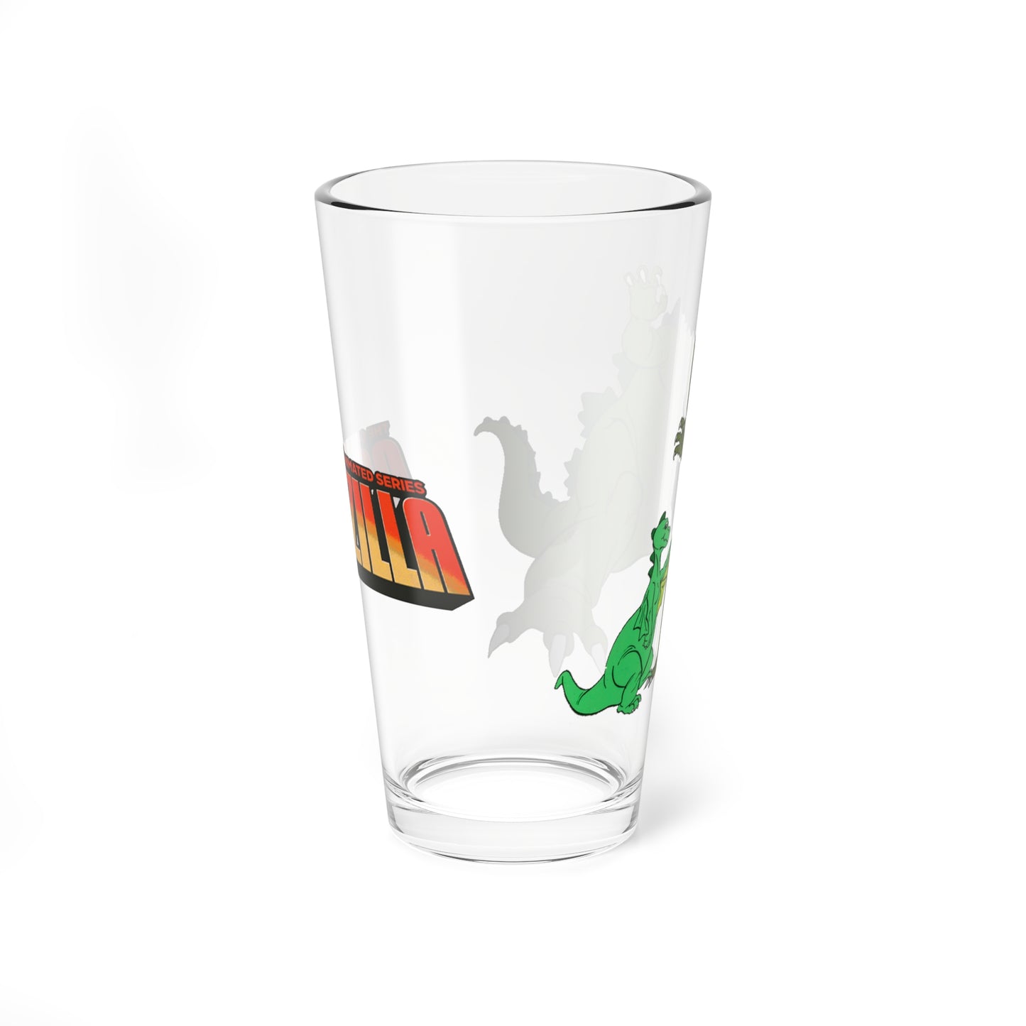 Godzilla & Godzooky Pint Glass, 16oz - Popular 1970s Hanna-Barbera Cartoon - Toho - King of the Monsters