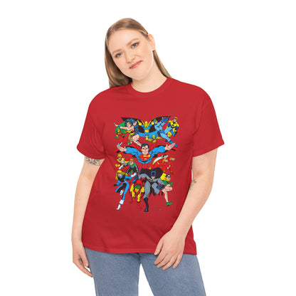 DC Legends T-Shirt - Linda Medley, Arthur Adams Art - Superman, Wonder Woman, Batman, Creeper, Black Canary, Guy Gardner, Blue Beetle, Booster Gold, Dr. Fate, Flash - DC Comics