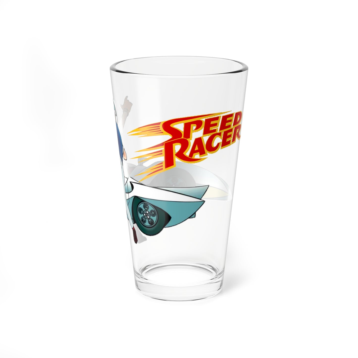 Speed Racer Pint Glass, 16oz - Tatsuo Yoshida Story & Art - Popular Manga/Anime Series from the 1960s - Mach GoGoGo - Go Mifune!