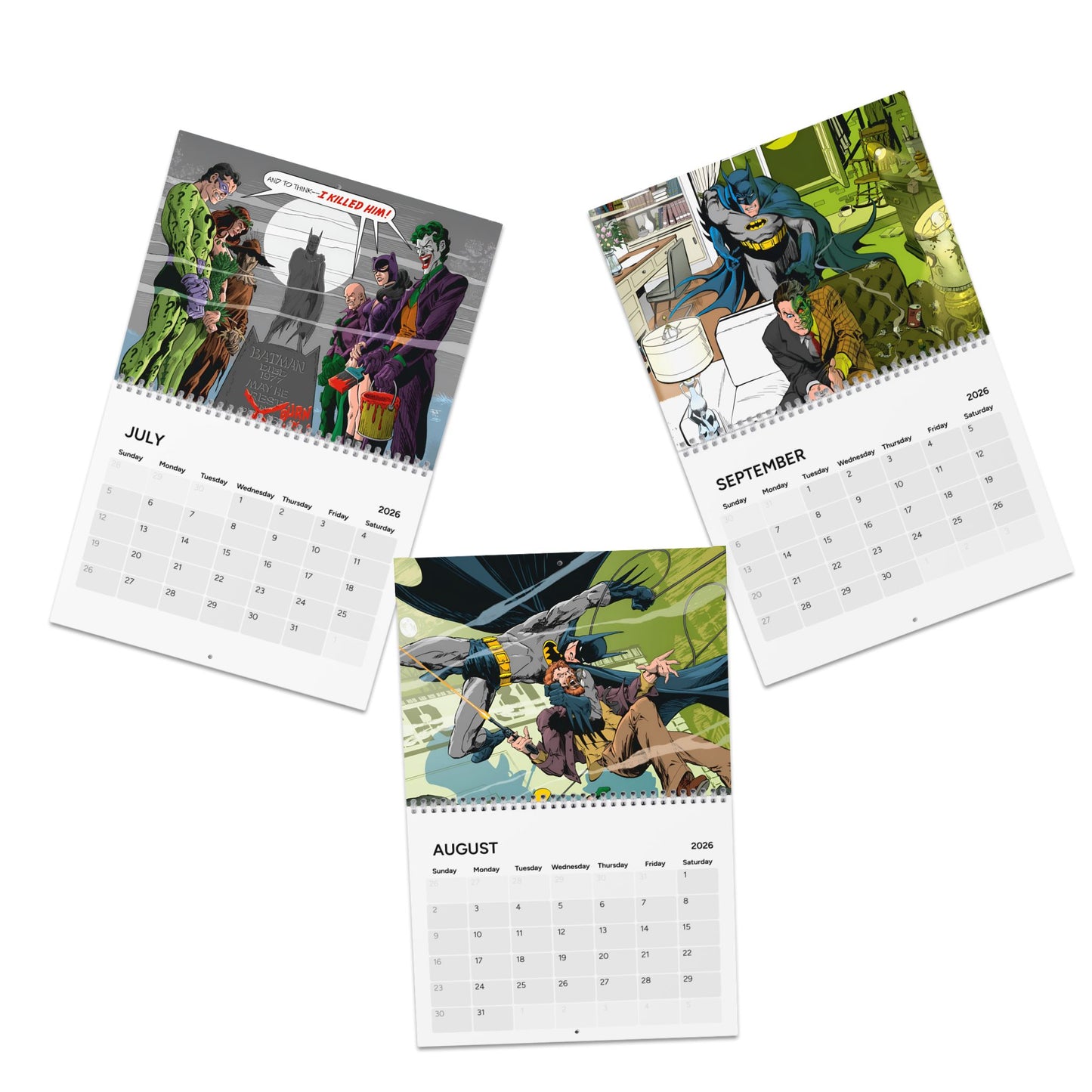 Batman Calendar (2026) - Bronze Age Art - Joker, Scarecrow, Two Face, Catwoman - Gotham City, Dark Knight Detective