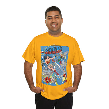Wonder Woman T-Shirt - Ed Hannigan Art - #300 Cover Art - Hawkman, Green Lantern, Elongated Man, Sandman - DC Comics