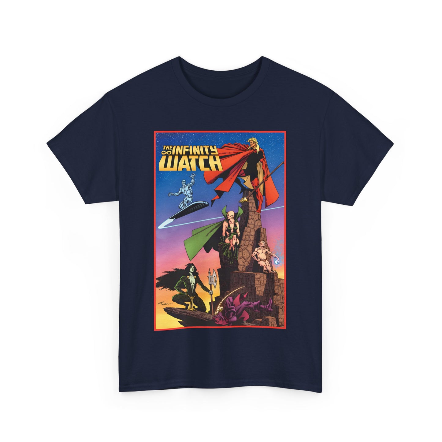 Infinity Watch T-Shirt - Jim Starlin Art - Adam Warlock, Silver Surfer, Moondragon, Pip the Troll - Marvel Comics