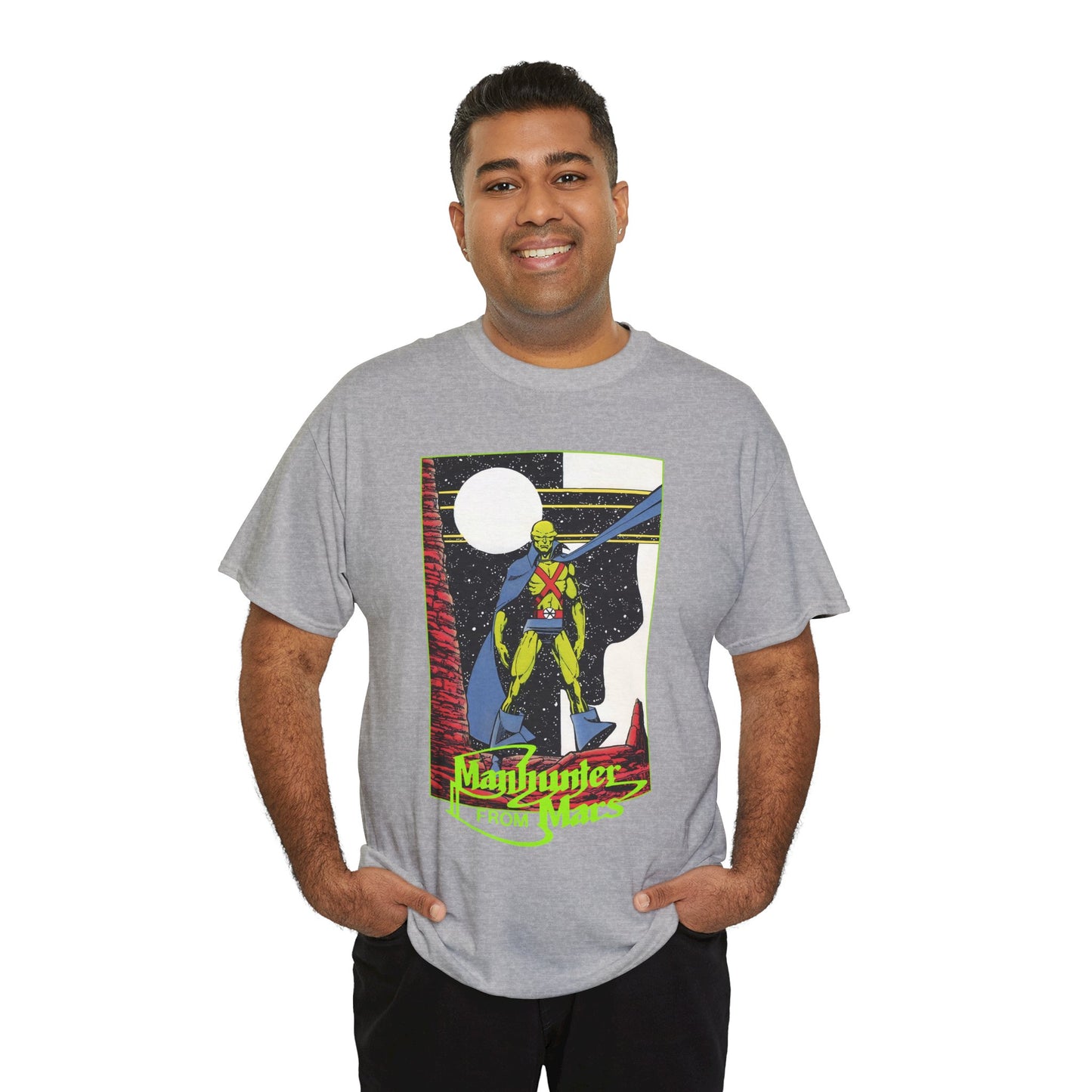 Martian Manhunter T-Shirt - George Perez Art - 1980s Justice League of America (JLA) Postcard Art - DC Comics