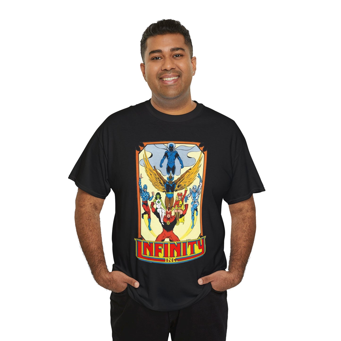 Infinity Inc Shirt - Todd McFarlane Art - Jade, Obsidian, Fury, Northwind, Nuklon, Silver Scarab, Star-Spangled Kid - JSA Successors - DC Comics