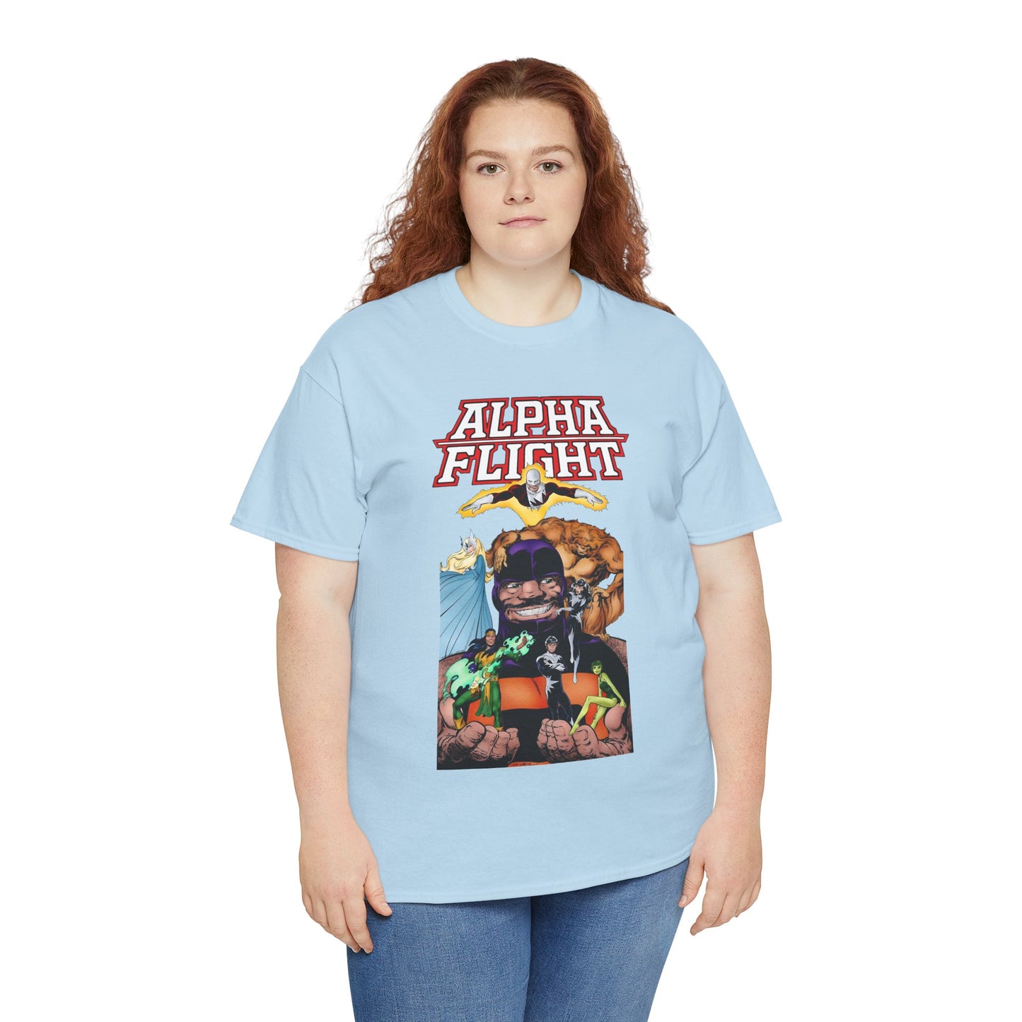 Alpha Flight T-Shirt - John Byrne Art - Guardian, Aurora, Northstar, Shaman, Snowbird, Puck - Marvel Comics