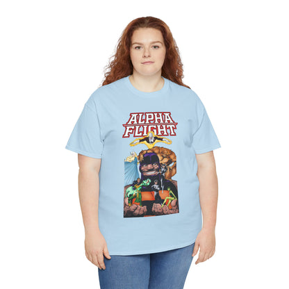 Alpha Flight T-Shirt - John Byrne Art - Guardian, Aurora, Northstar, Shaman, Snowbird, Puck - Marvel Comics