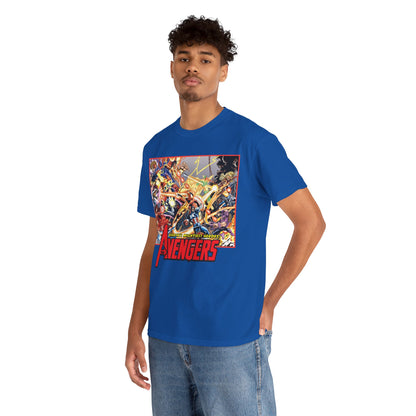 Avengers Vs Thunderbolts T-Shirt - George Perez Art - Captain America, Iron Man, Wonder Man, Scarlet Witch, Hawkeye, Citizen V, MACH-1, Techno, Atlas, Songbird - Marvel Comics