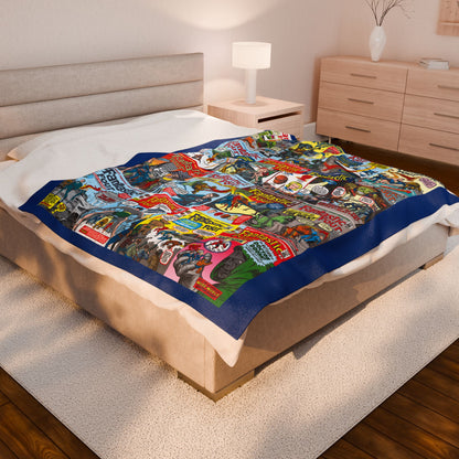 Fantastic Four Plush Blanket 60x80" - Classic Silver Age Jack Kirby Art - Mr. Fantastic, Invisible Woman, Human Torch, The Thing - Marvel Comics