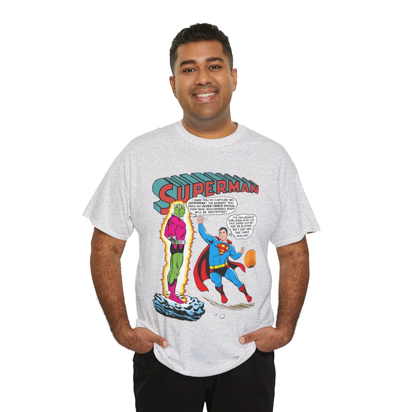 Superman T-Shirt - Curt Swan Art - Vs Brainiac- Silver Age 1st Appearance - DC Comics