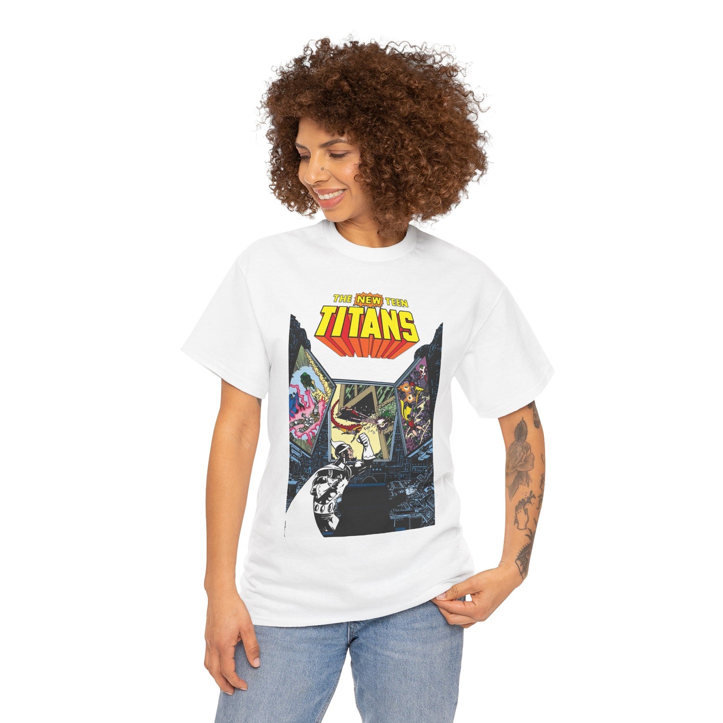 New Teen Titans T-Shirt - George Perez Art - Dr. Light, Titans Tower - DC Comics