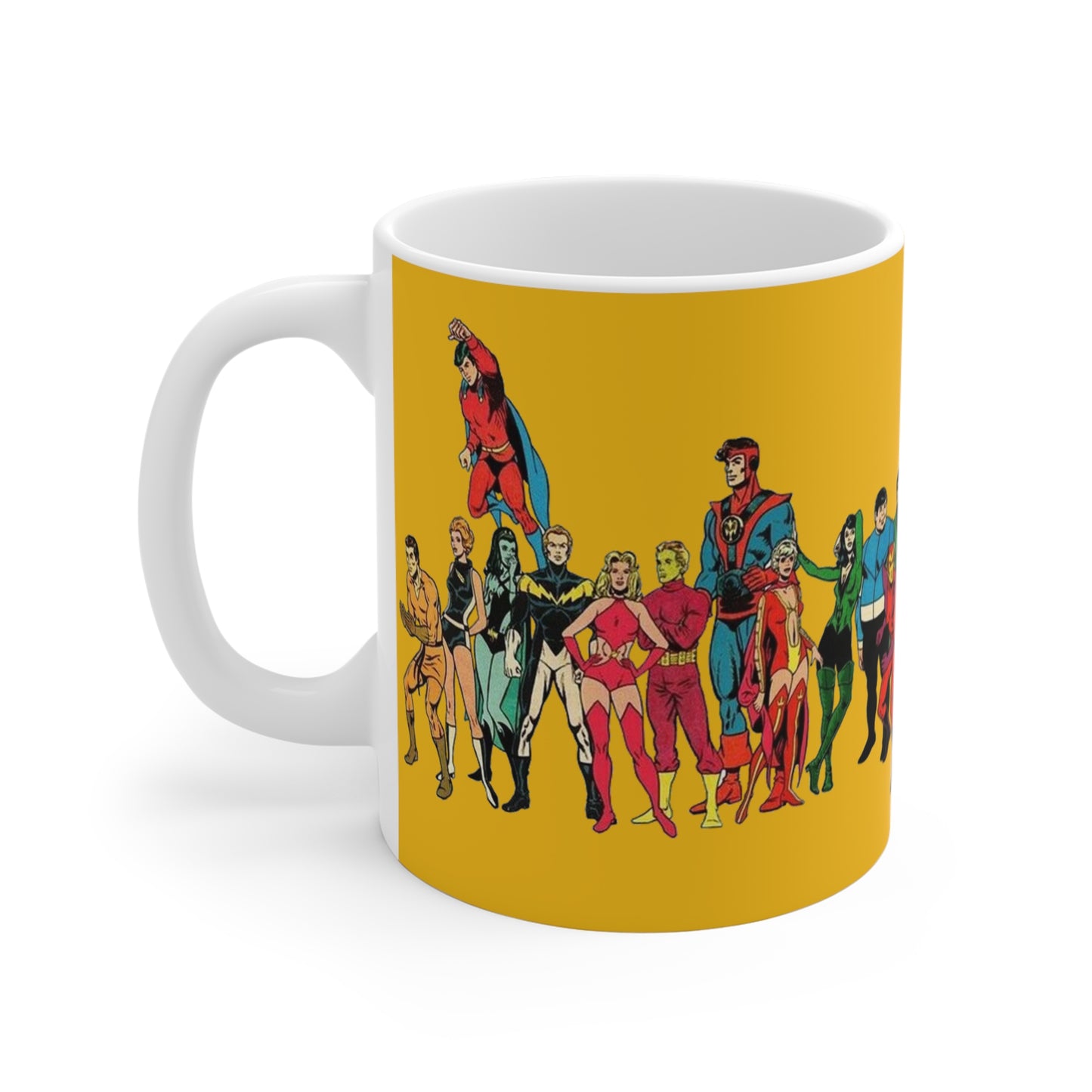 Legion of Super-Heroes Coffee Mug, 11oz - Classic DC Comics Art - Superboy, Cosmic Boy, Wildfire, Dream Girl, Element Lad, Sun Boy