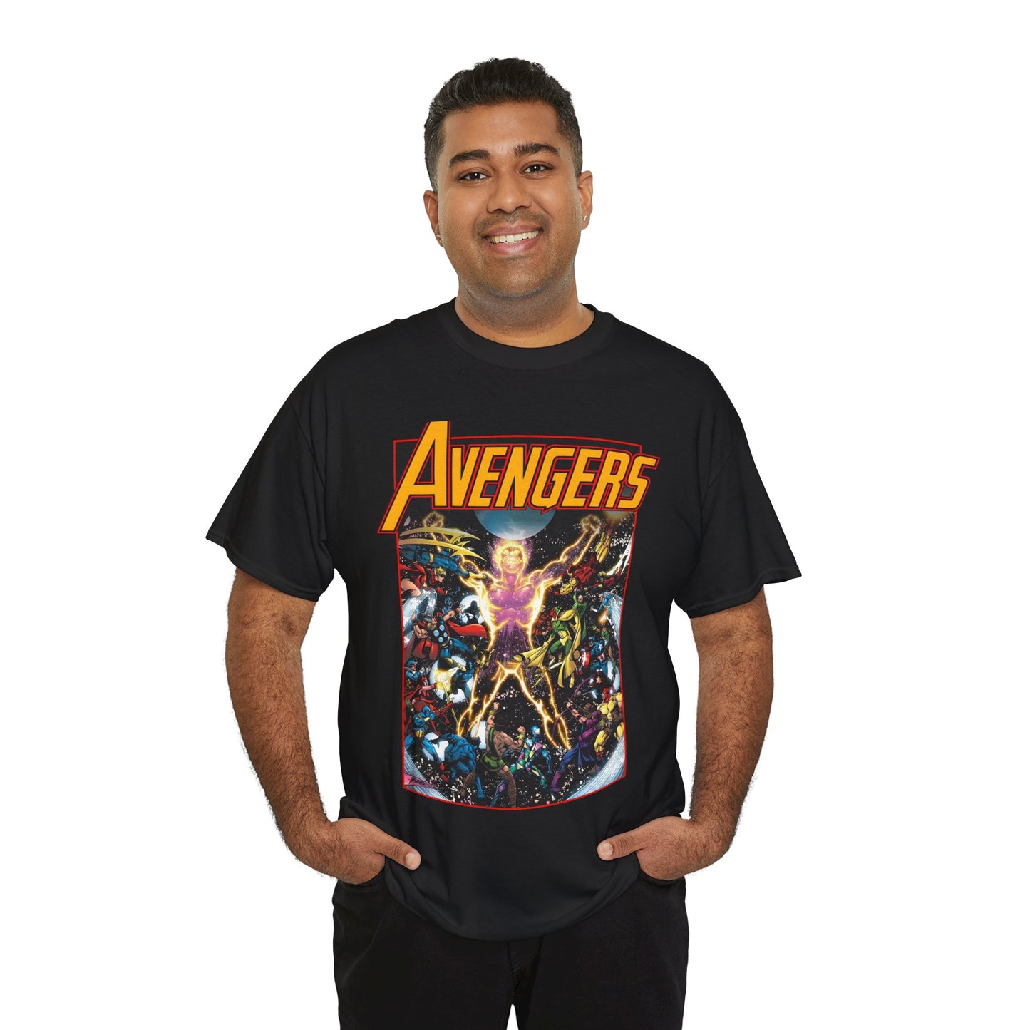 Avengers T-Shirt - George Perez Art - Korvac Saga - Guardians of the Galaxy - Thor, Captain America, Iron Man, Scarlet Witch, Vision, Wonder Man, Hawkeye - Marvel Comics