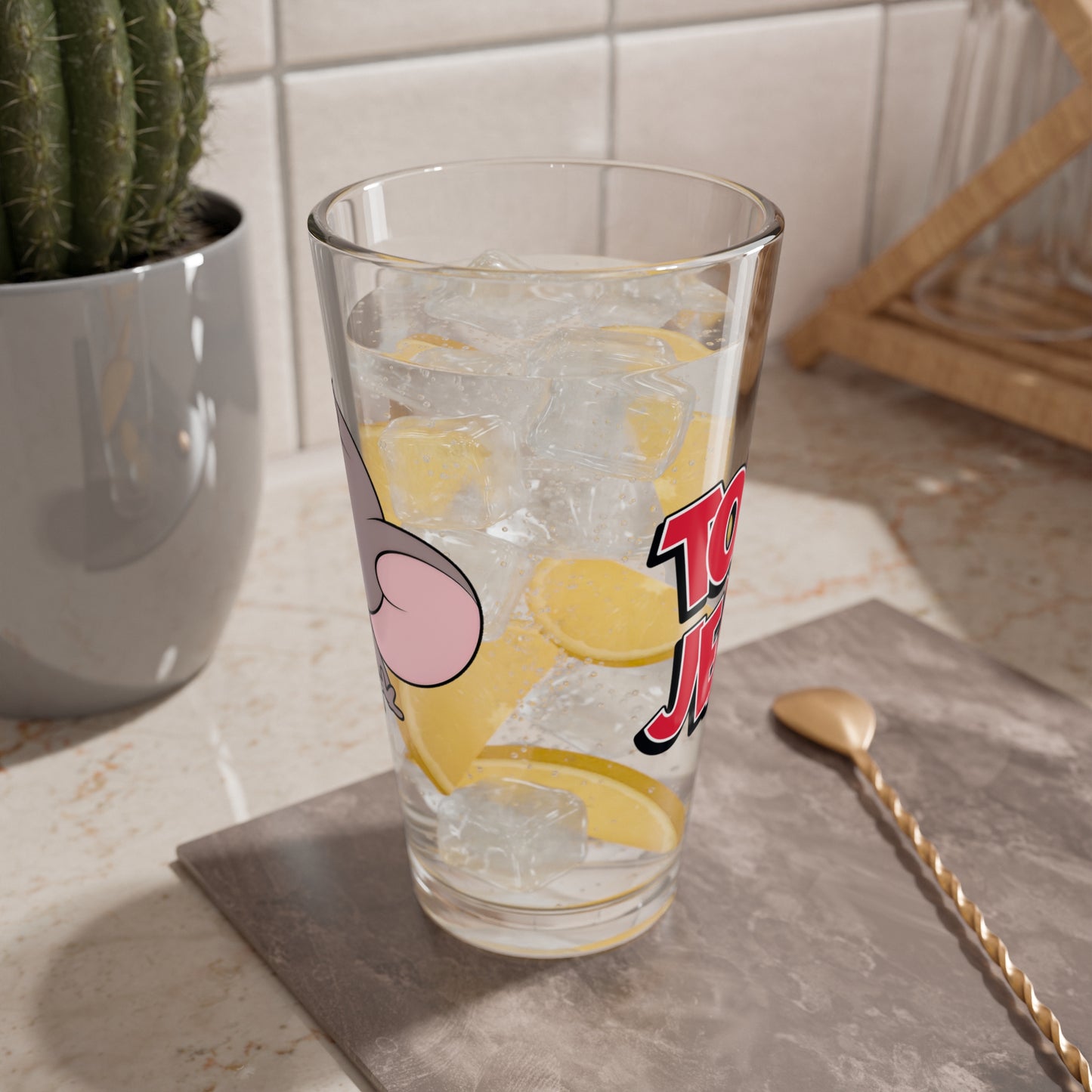 Nibbles Pint Glass, 16oz - Tom & Jerry Cartoon Mouse - "Tuffy" - Hanna-Barbera Saturday Morning Cartoon