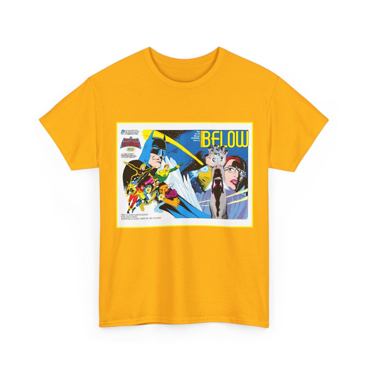 Batman & the Outsiders T-Shirt - Alan Davis Art - Promotional Poster - Looker, Halo, Katana, Geo-Force, Metamorpho, Black Lightning - DC Comics