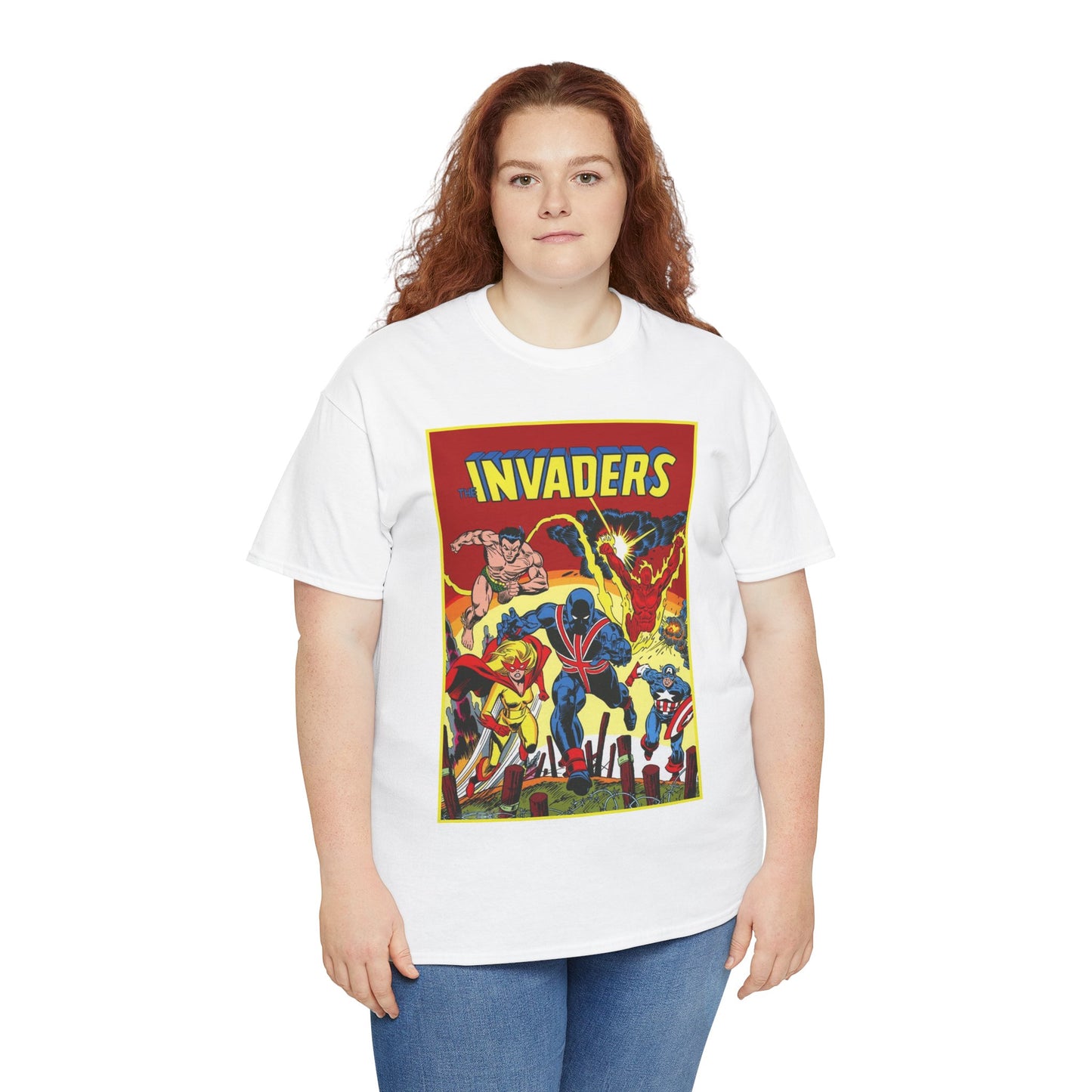 Invaders T-Shirt - Captain America, Human Torch, Namor, Spitfire - World War II Soldiers - Golden Age Heroes - Marvel Comics