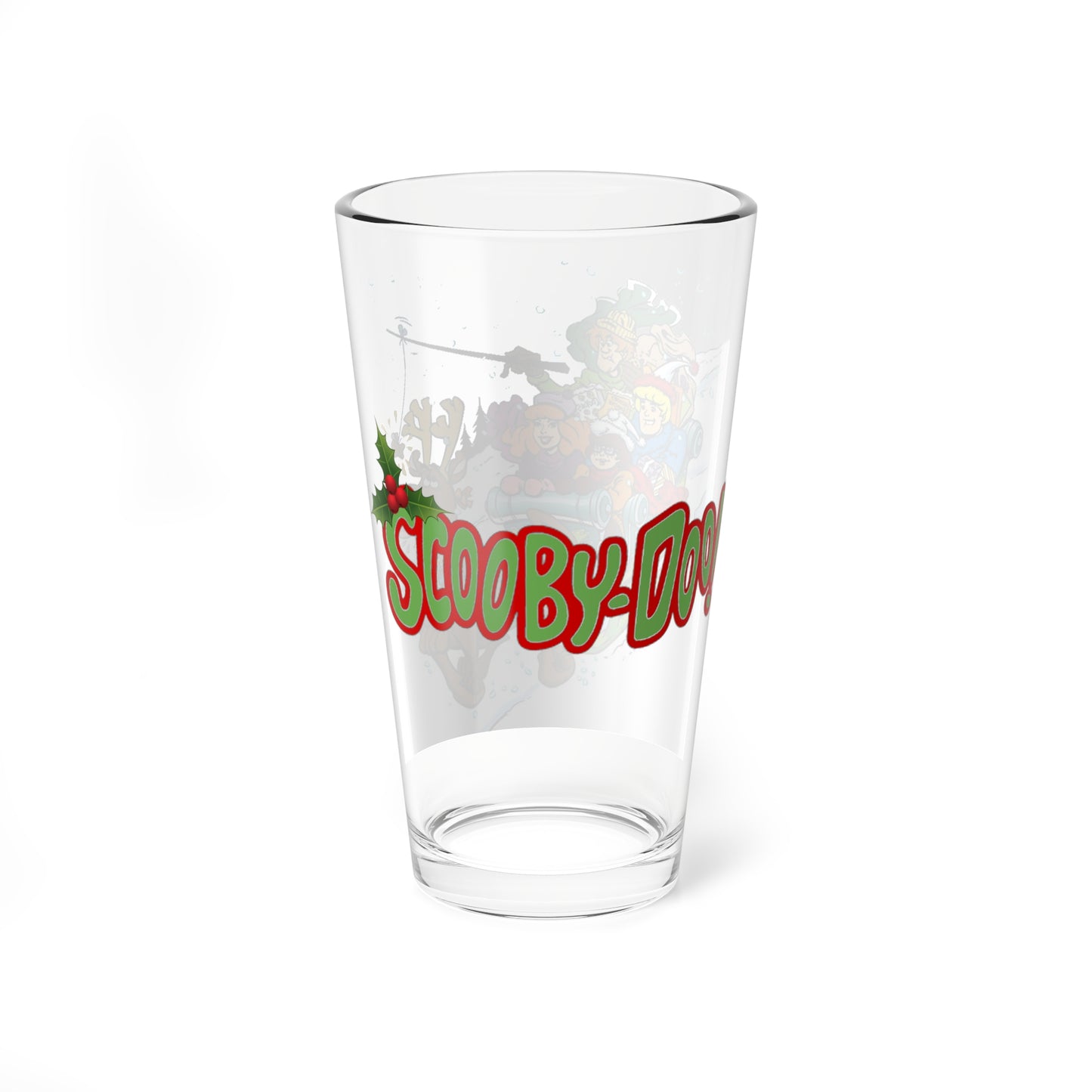 Scooby Doo Christmas Pint Glass, 16oz - Shaggy, Daphne, Fred, Velma - Mystery Inc - Hanna-Barbera Cartoon Holiday