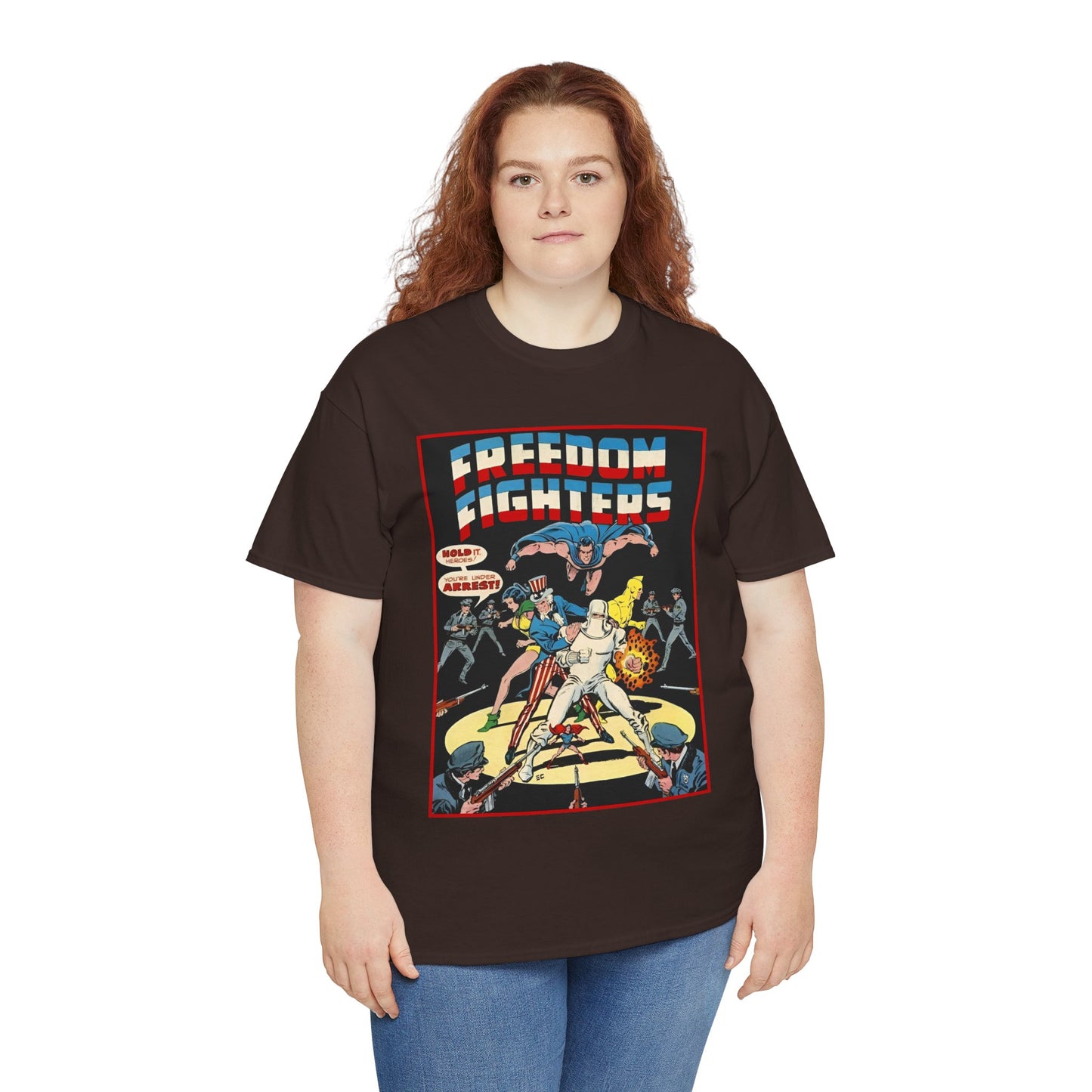 Freedom Fighters T-Shirt - 70s Series - Uncle Sam, The Ray, Phantom Lady, Doll Man, Black Condor, Human Bomb - DC Comics
