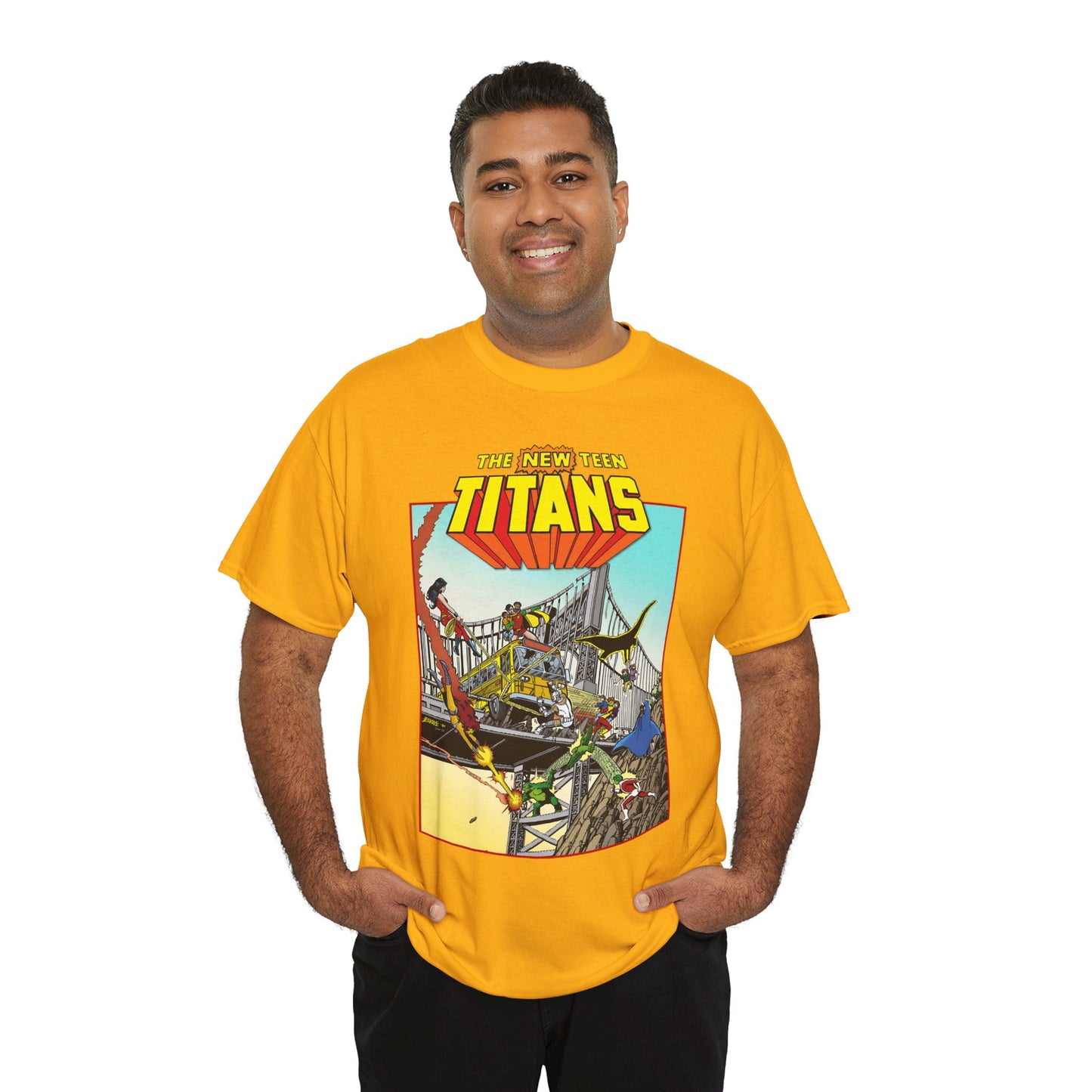 New Teen Titans T-Shirt - George Perez Promo Art - Wonder Girl, Cyborg, Raven, Starfire, Robin, Kid Flash, Changeling - DC Comics