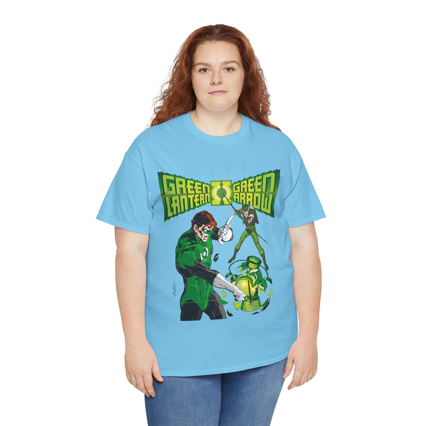 Green Lantern & Green Arrow T-Shirt - Neal Adams Art - Hal Jordan & Oliver Queen - Justice League Members - 1970s DC Comics