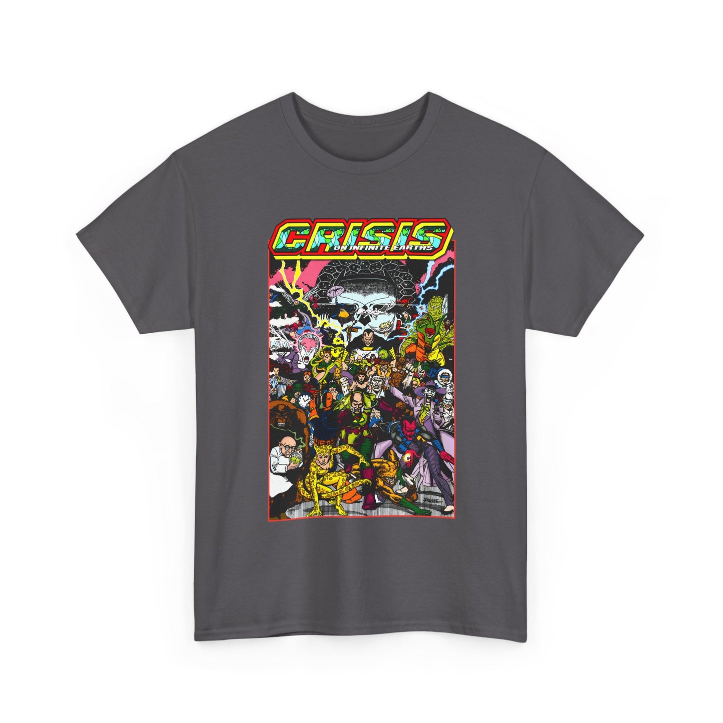Crisis on Infinite Earths T-Shirt - DC Comics - George Perez Art - Joker, Lex Luthor, Cheetah, Solomon Grundy, Black Adam, Deathstroke, Validus - #9 Cover - DC Comics