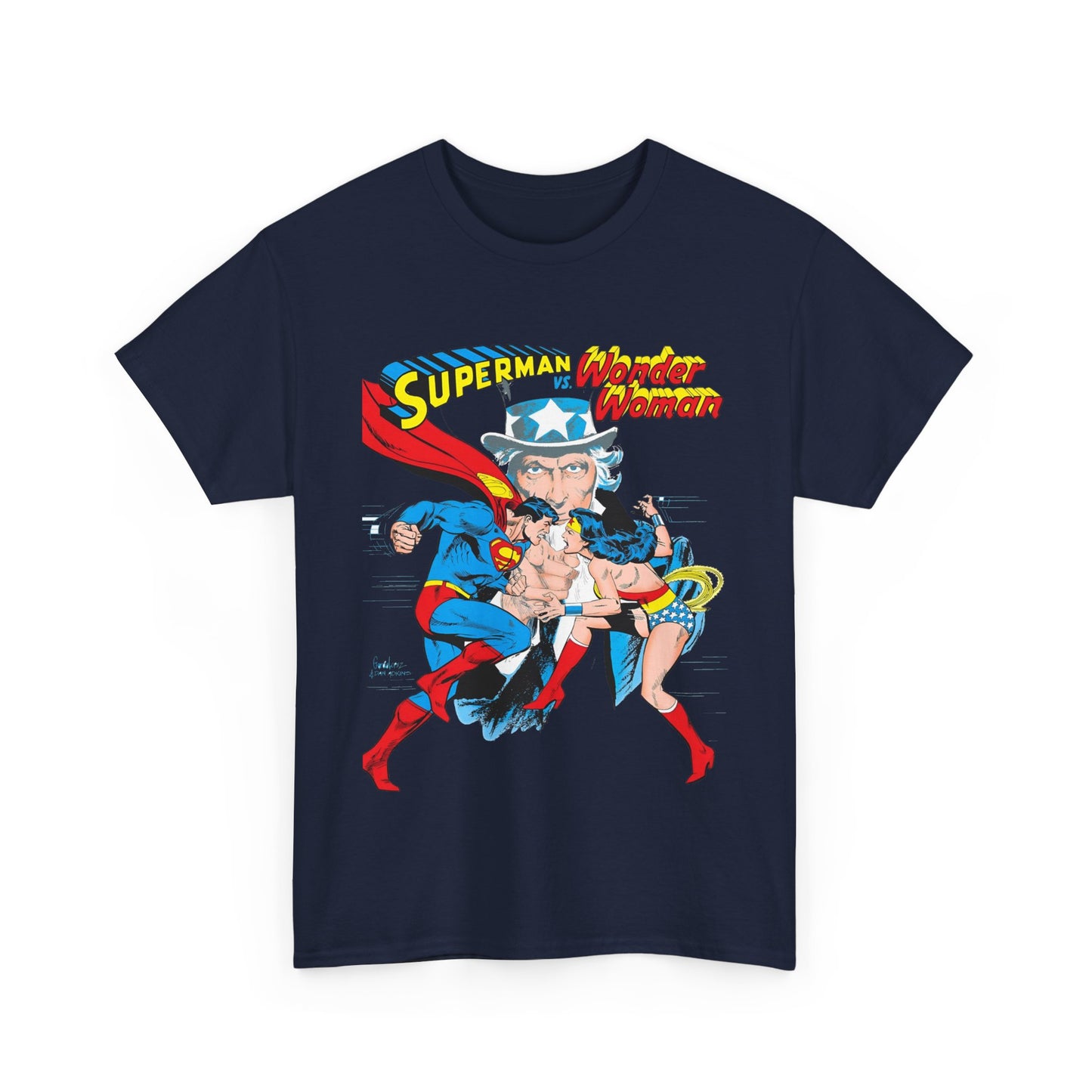 Superman Vs Wonder Woman T-Shirt - José Luis García-López Art - Popular 1970s Tabloid Story - DC Comics