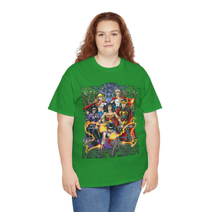 Justice League of Amazons T-Shirt - George Perez Art - Wonder Woman, Zatanna, Supergirl, Power Girl, Huntress, Big Barda - JLA - DC Comics