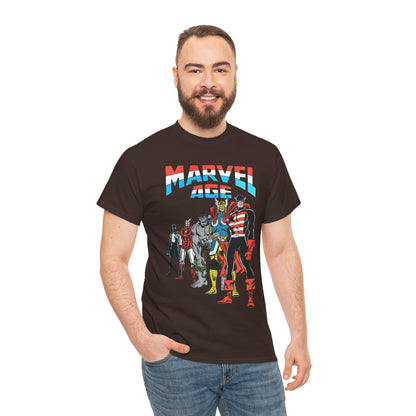 Marvel Age T-Shirt - Captain America, Thor, Incredible Hulk, Iron Man, Spider-Man - New Looks for the 80s
