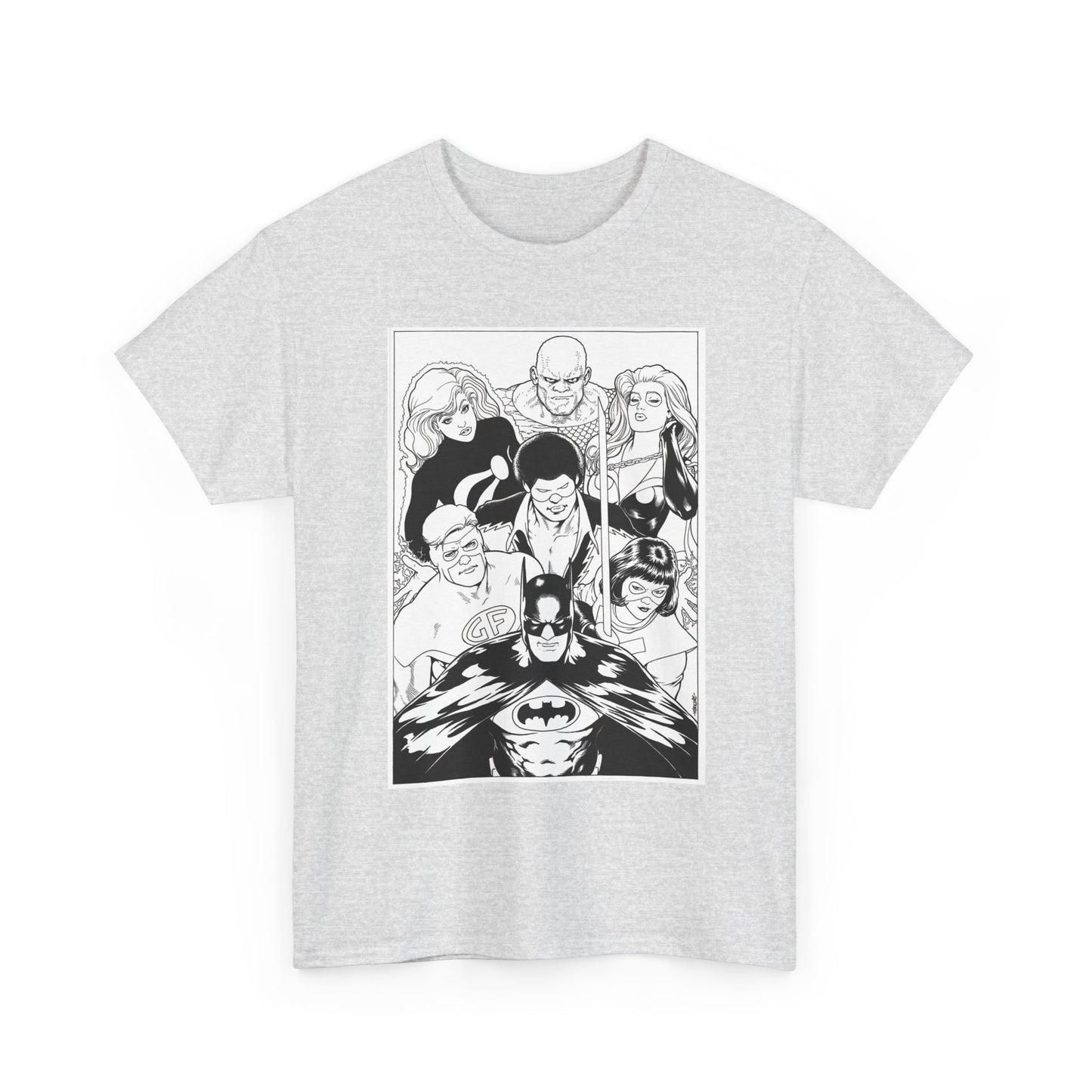 Batman & the Outsiders T-Shirt - Kevin Maguire Art - Black & White - Black Lightning, Metamorpho, Halo, Looker, Katana, Geo-Force - DC Comics