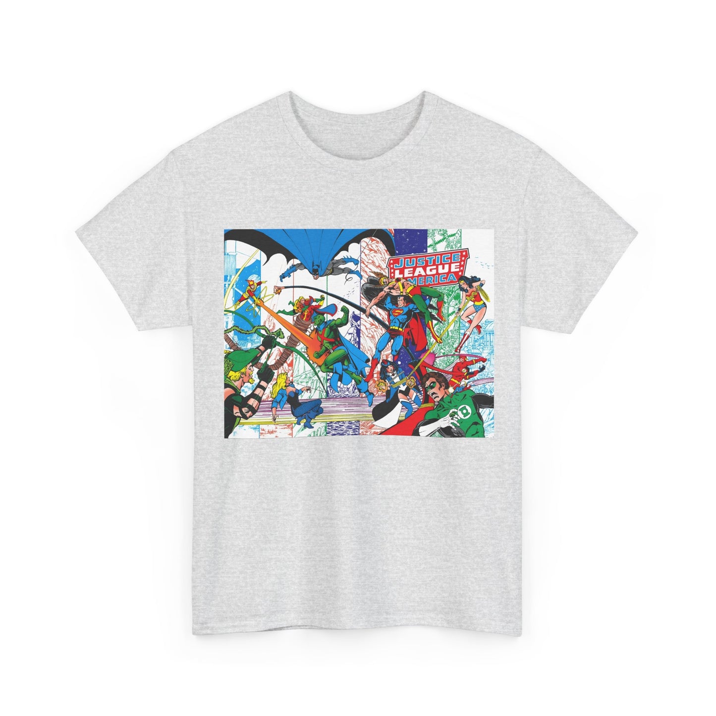 Justice League of America #200 T-Shirt - George Perez Art - Superman, Batman, Zatanna, Wonder Woman, Elongated Man, Martian Manhunter, Black Canary, Atom, Firestorm - DC Comics