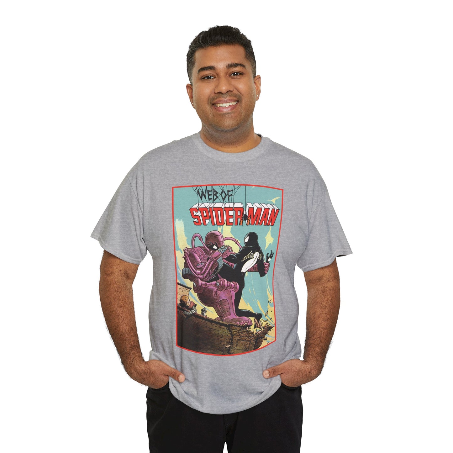 Web of Spider-Man T-Shirt - Charles Vess Art - Peter Parker, Black Symbiote Suit - Webslinger