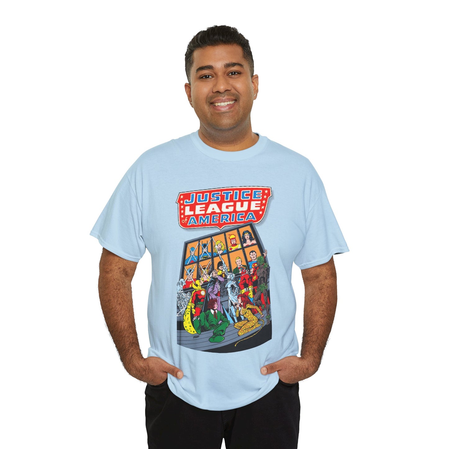 Justice League of America T-Shirt - George Perez Art - Wonder Woman, Hourman, Batman, Firestorm - SSOSV - DC Comics