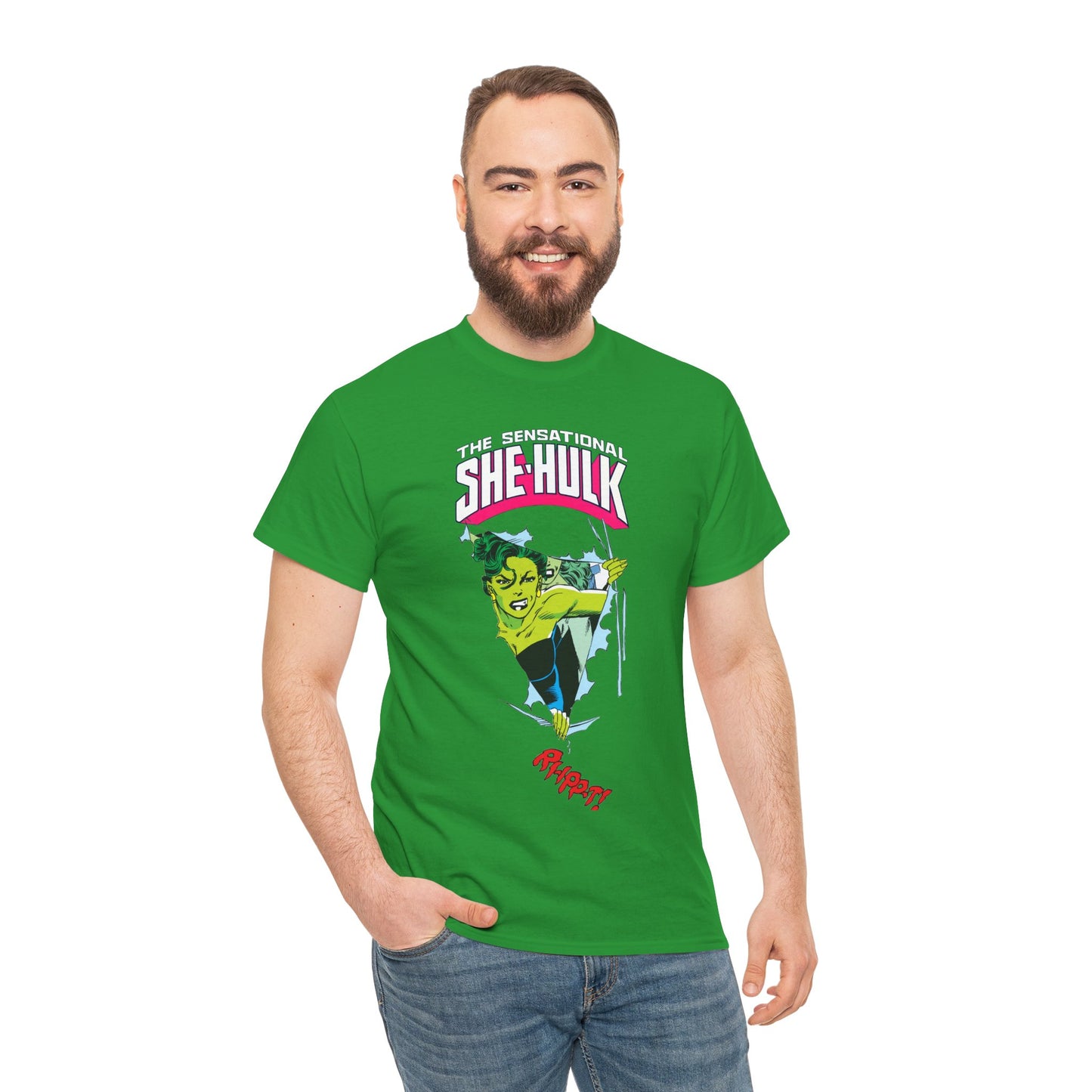 Sensational She-Hulk T-Shirt - John Byrne Art - Marvel Comics - Jennifer Walters - Ripping Through the Shirt - Fourth Wall