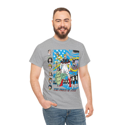 Force of July T-Shirt - Batman and the Outsiders Villains - Lady Liberty, Major Victory, Mayflower, Silent Majority - DC Comics