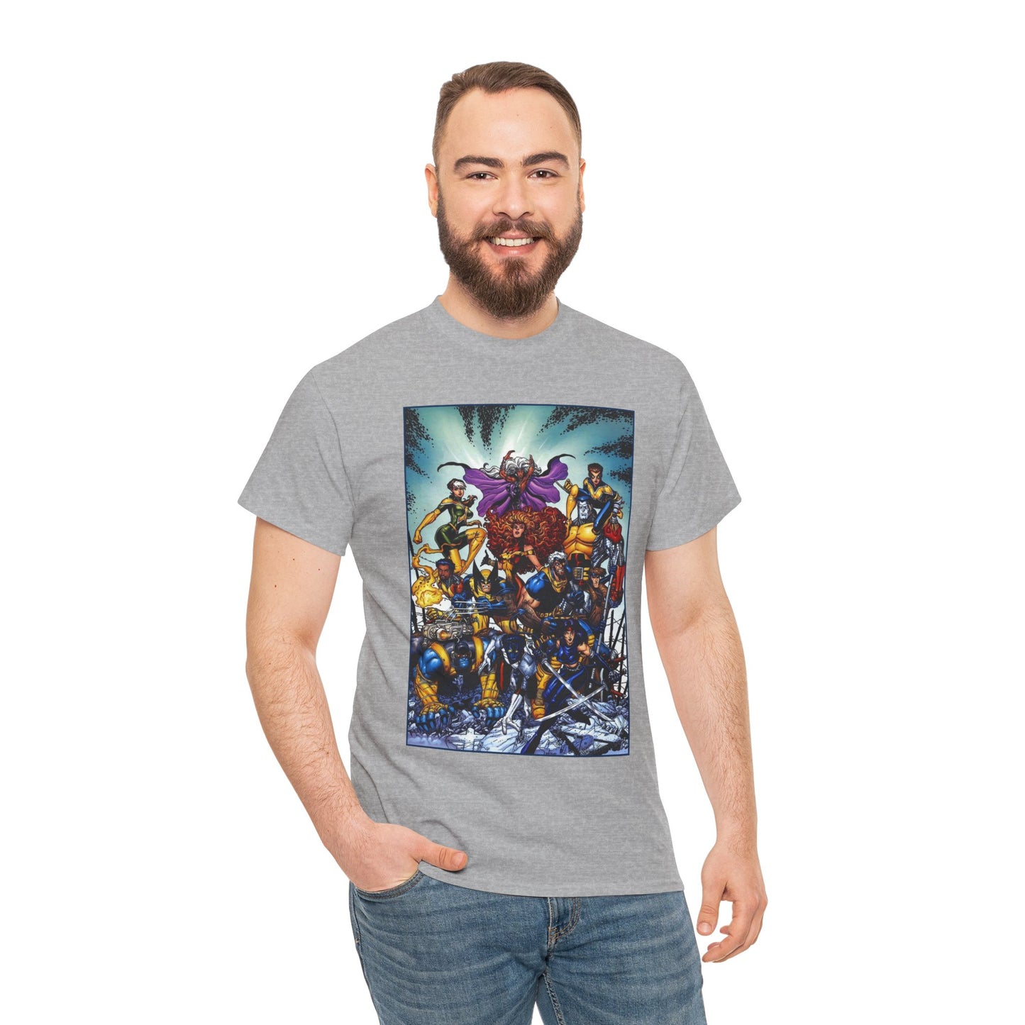 X-Men Revolution T-Shirt - Arthur Adams Art - Jean Grey, Storm, Wolverine, Cable, Rogue, Beast, Colossus, Gambit, Nightcrawler, Psylocke, Thunderbird III - Marvel Comics