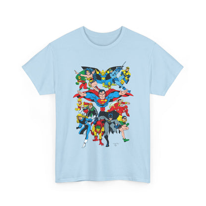 DC Legends T-Shirt - Linda Medley, Arthur Adams Art - Superman, Wonder Woman, Batman, Creeper, Black Canary, Guy Gardner, Blue Beetle, Booster Gold, Dr. Fate, Flash - DC Comics