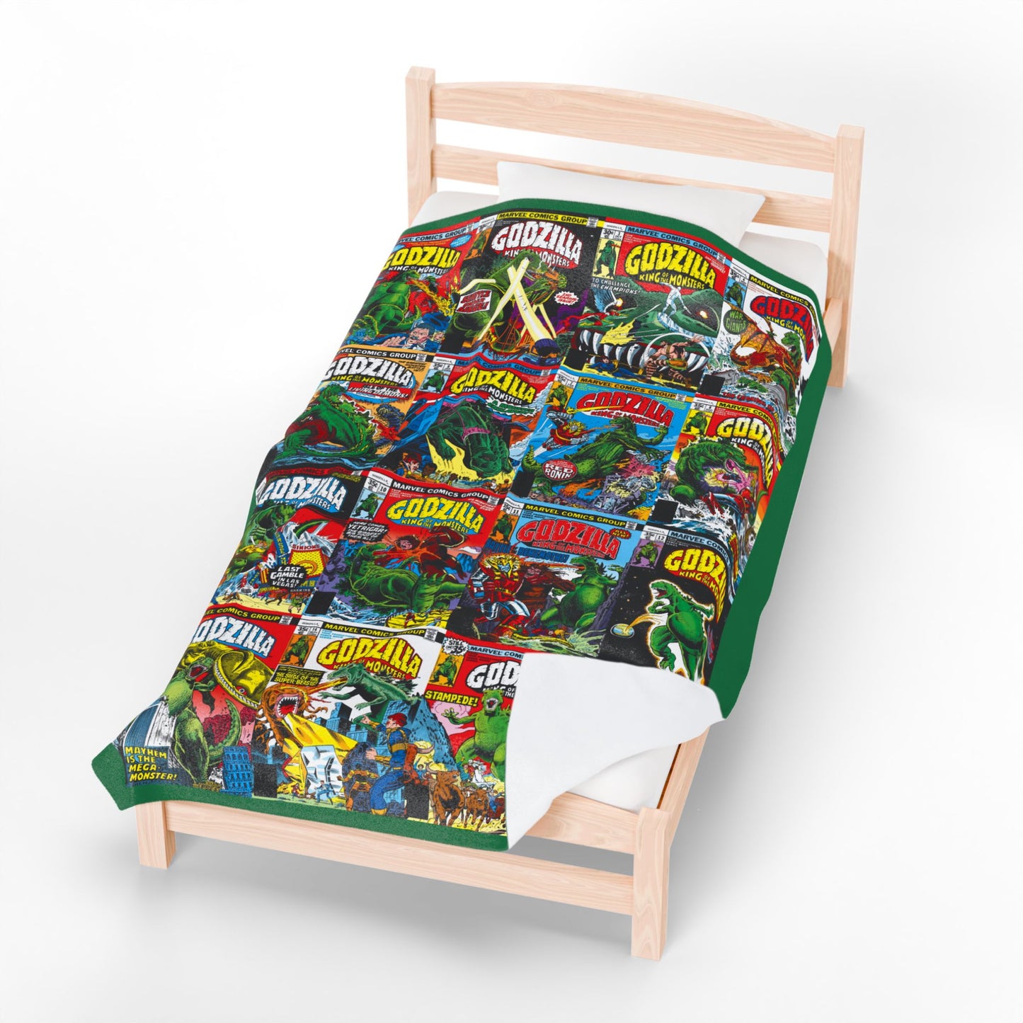 Godzilla King of the Monsters Velveteen Plush Blanket 60x80" - Original Marvel Comics Covers from the 1970s - Soft & Comfy