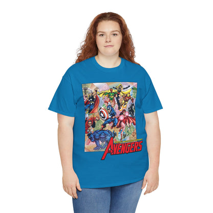 Avengers T-Shirt - George Perez Art - Captain America, Iron Man, Thor, Scarlet Witch, Black Panther, Wonder Man, Beast, Vision - Marvel Comics