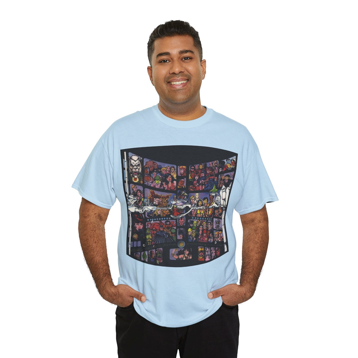 Focus on George Perez T-Shirt - Monitor, New Teen Titans, Avengers, Fantastic Four - DC & Marvel Comics - Note: Black Tee is a Negative Space Piece and is Borderless