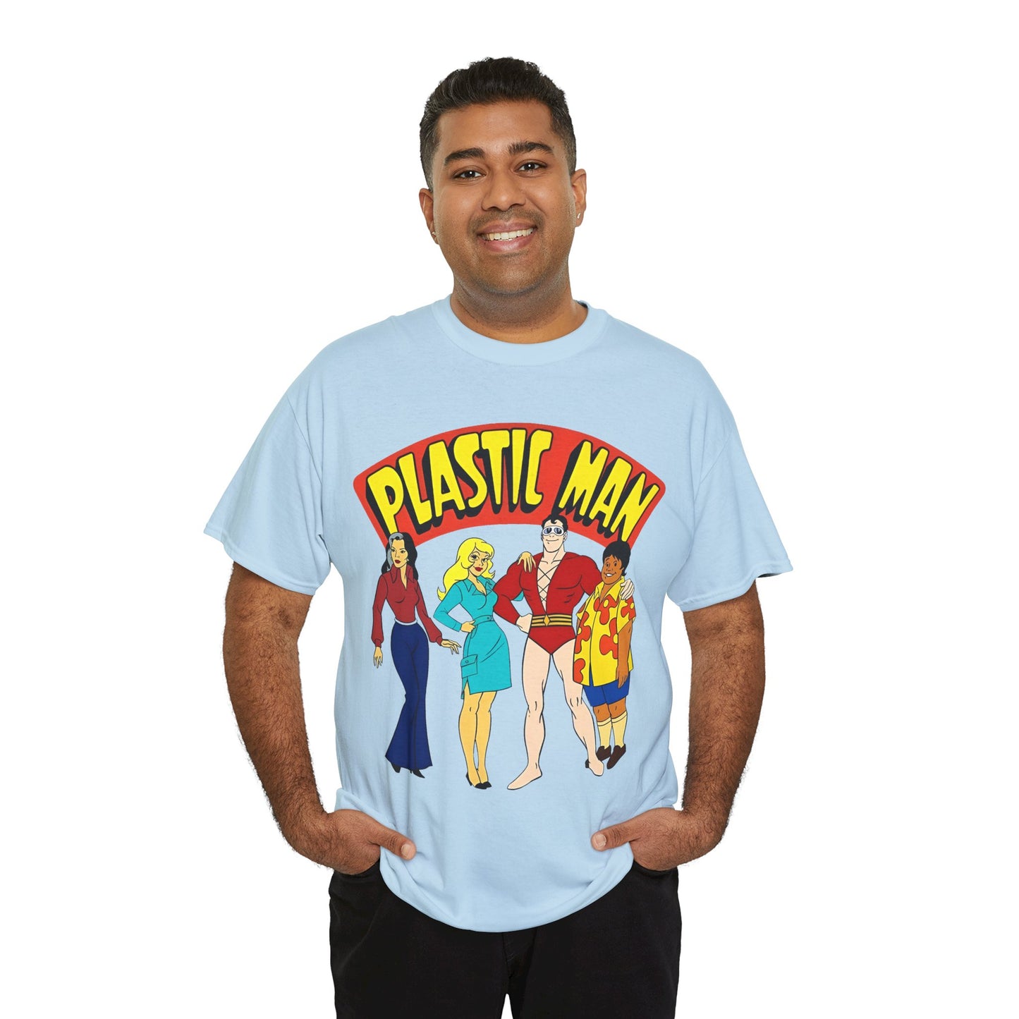 Plastic Man T-Shirt - Penny, Hula-Hula - Ruby-Spears Saturday Morning Cartoon 1980s - DC Comics Character