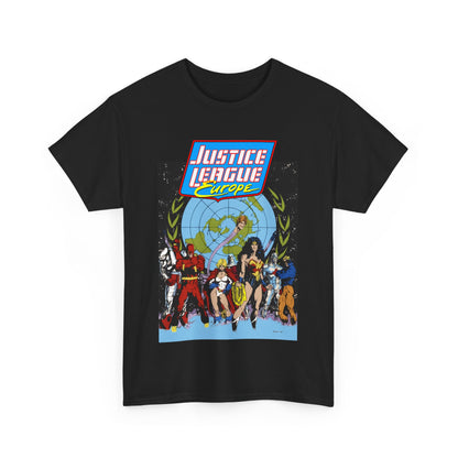 Justice League Europe T-Shirt - Bart Sears Art - Wonder Woman, Flash, Captain Atom, Animal Man, Elongated Man, Power Girl, Metamorpho - JLI Spin-Off - DC Comics
