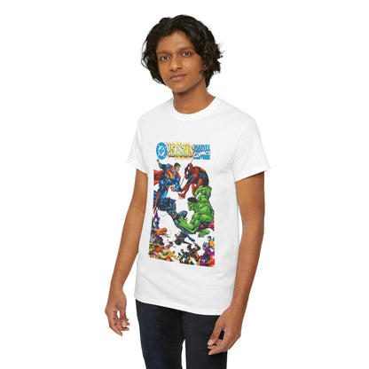 DC Comics Vs Marvel Comics T-Shirt - George Perez Art - Superman, Hulk, Batman, Spider-man, X-Men, New Teen Titans