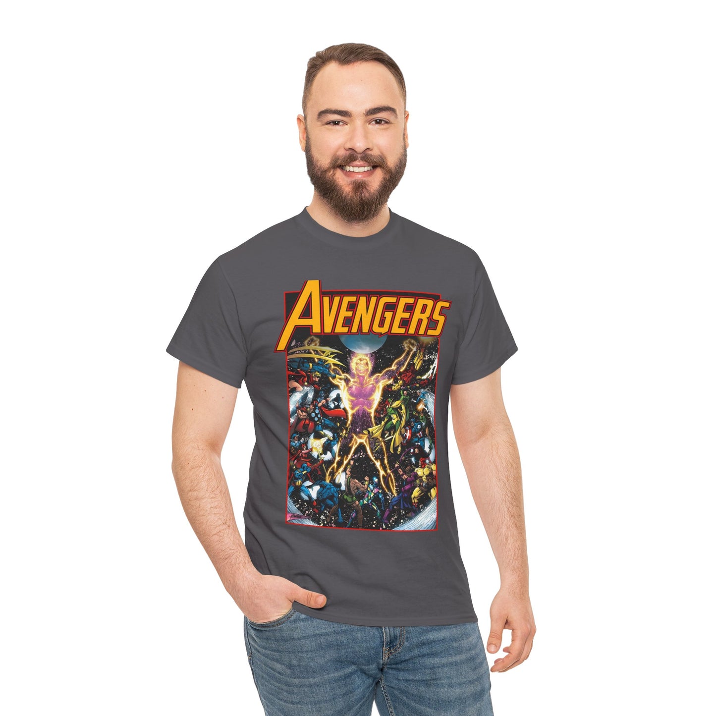 Avengers T-Shirt - George Perez Art - Korvac Saga - Guardians of the Galaxy - Thor, Captain America, Iron Man, Scarlet Witch, Vision, Wonder Man, Hawkeye - Marvel Comics