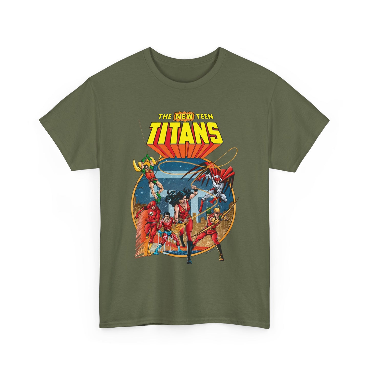 New Teen Titans T-Shirt - George Perez Art - Wonder Girl, Flash, Robin, Speedy, Aqualad, Hawk - DC Comics