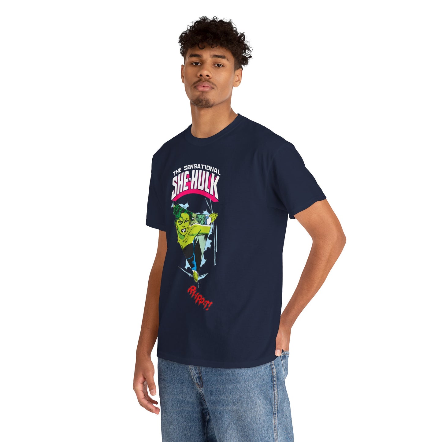 Sensational She-Hulk T-Shirt - John Byrne Art - Marvel Comics - Jennifer Walters - Ripping Through the Shirt - Fourth Wall