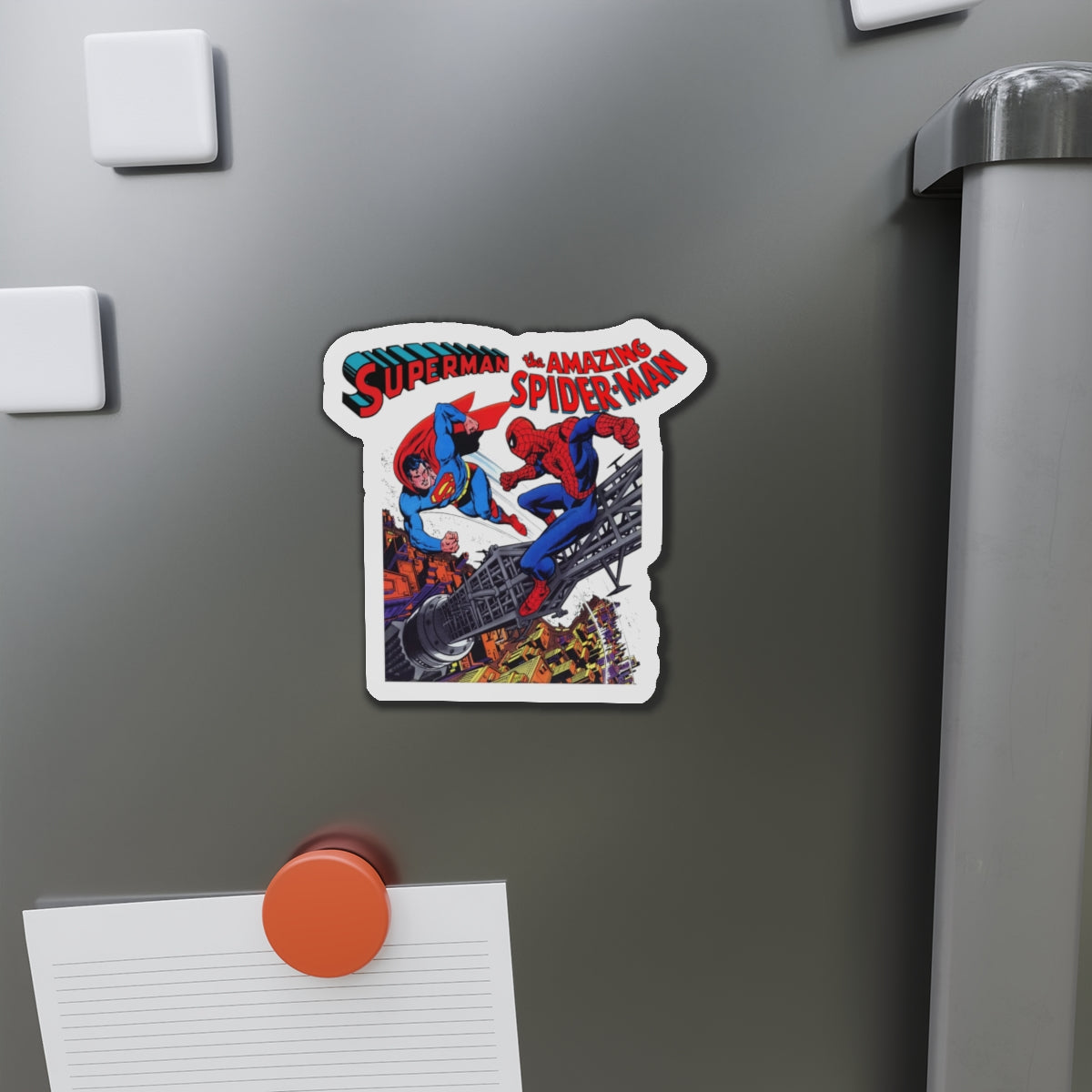 Superman Vs Spider-Man Die-Cut Magnet - DC Comics/Marvel Comics 1970s Crossover - Clark Kent & Peter Parker - 3", 4", 5", 6"