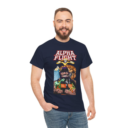 Alpha Flight T-Shirt - John Byrne Art - Guardian, Aurora, Northstar, Shaman, Snowbird, Puck - Marvel Comics