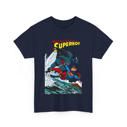 King Shark Vs Superboy T-Shirt - Tom Grummett Art - Connor Kent, Kon-L - Superman Family - DC Comics