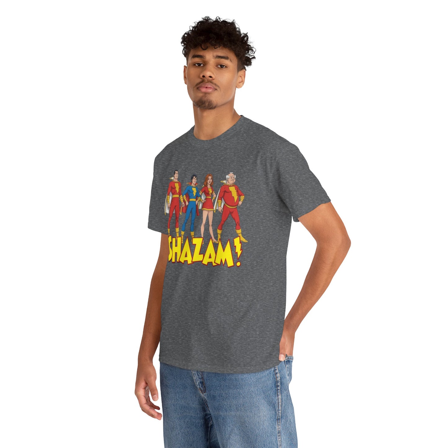 Shazam T-Shirt - Marvel Family Filmation Art - Mary Marvel, Captain Marvel Jr, Uncle Dudley - DC Comics