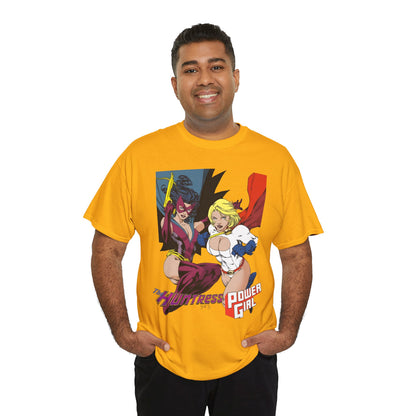 Huntress & Power Girl T-Shirt - Ed Benes Art - Justice Society, JSA, Earth 2 - DC Comics Bronze Age, Pre-Crisis Heroes