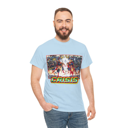 Crisis on Infinite Earths T-Shirt - Alex Ross & George Perez Art - Superman, Wonder Woman, Supergirl, Flash, Monitor, Anti-Monitor - DC Comics